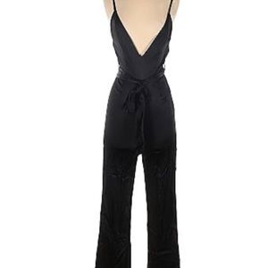 Fame and Partners black satin straps jumpsuit size 2